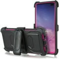 thumbnail image 2 of for 5.8" Samsung Galaxy S10e Belt Clip Holster Raised Bevel Design Enhance Camera and Screen Protection Kickstands Hybrid Shockproof Heavy Duty Hard Back Armor Impact Bumper Combo Phone Case [Pink], 2 of 4