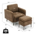 thumbnail image 3 of JURANYAZHU Faux Leather Accent Chair with Ottoman Set, Modern Upholstered Armchair for Living Room Bedroom Office, Brown, 3 of 10