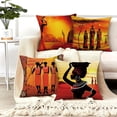 thumbnail image 6 of Set of 4 Linen Throw Pillow Covers Oil Painting African Art Ethnic Tribe Lady Livingroom Lips Decorative Pillow Cases Home Decor Square 18x18 inches Pillowcases, 6 of 6