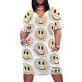 thumbnail image 1 of Vestido largo holgado con bolsillo para mujer vestido de fiesta con cara feliz de Matzah para la Pascua, 1 of 6