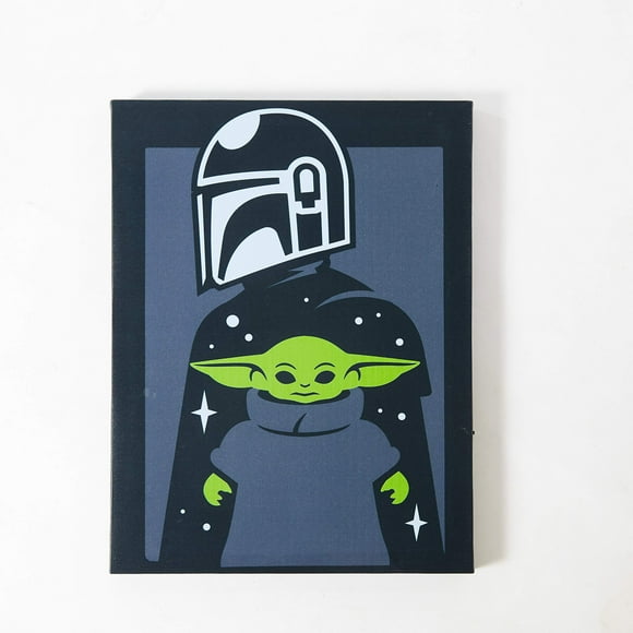 Idea Nuova Star Wars: The Mandalorian avec l'Enfant Art Mural en Toile LED, 15.75"X11.5 Pouces