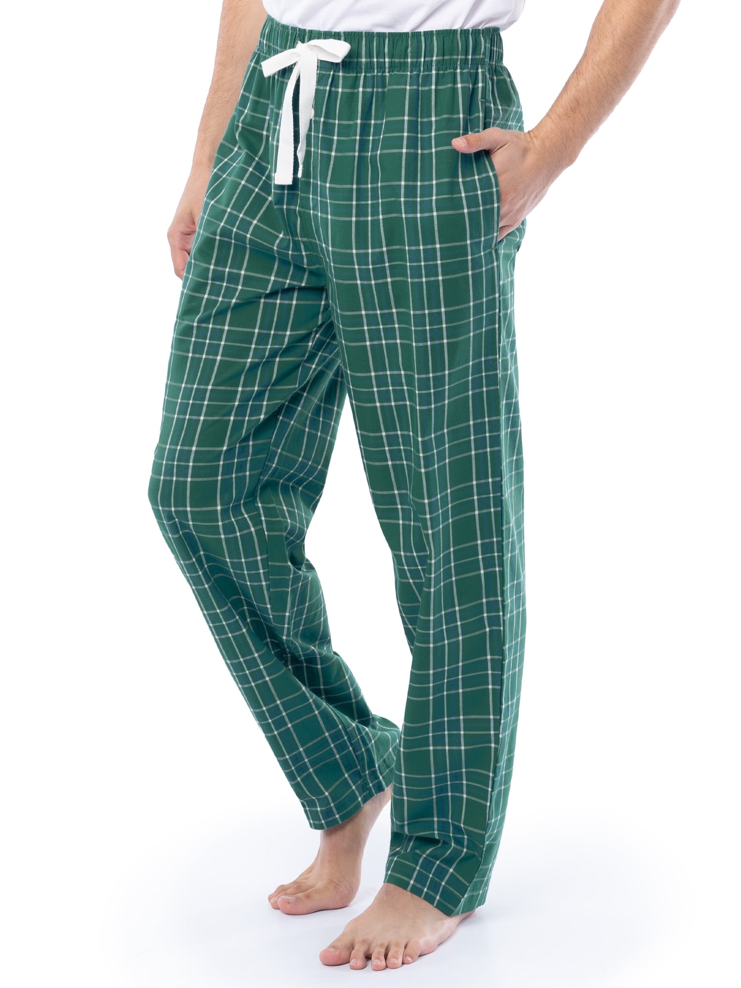 Fruit of the Loom Men's Raglan Short Sleeve T-shirt and Plaid Pajama Sleep Pant Set, Sizes S-2XL