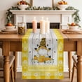 thumbnail image 2 of Table Runner 70 Inches Long for Kitchen Dining, Yellow Gnomes Dresser Scarf Farmhouse, Dining Table Decorations for Wedding/Parties, Spring Bees Daisy Plaid Wooden Grain 13 x 70 In, 2 of 8