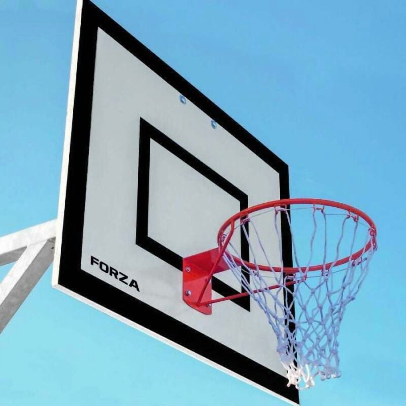 FORZA Replacement Basketball Rim & Net | NBA Size Regulation, Heavy Duty Steel Rim & Nylon Nets for Indoor & Outdorr - Two Color Options