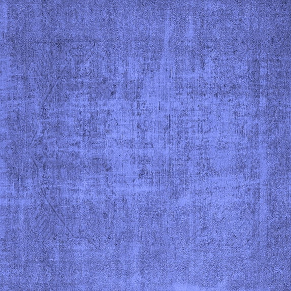 Ahgly Company Machine Washable Indoor Square Oriental Blue Industrial Area Rugs, 7' Square