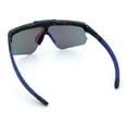 thumbnail image 7 of Polarized Mens Flip Up Rimless Oversized Shield Plastic Sport Sunglasses Black Blue - Blue Mirror, 7 of 7