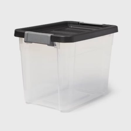 30qt Heavy Duty Latching Clear Storage Box - Stackable Universal Utility Plastic Bin with Lid