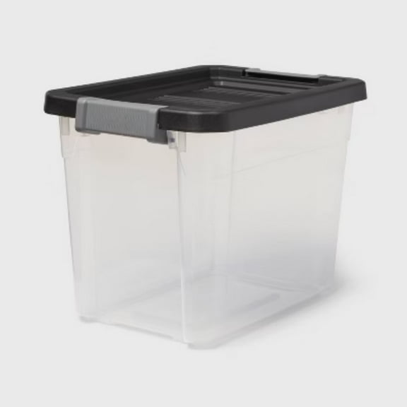30qt Heavy Duty Latching Clear Storage Box - Stackable Universal Utility Plastic Bin with Lid