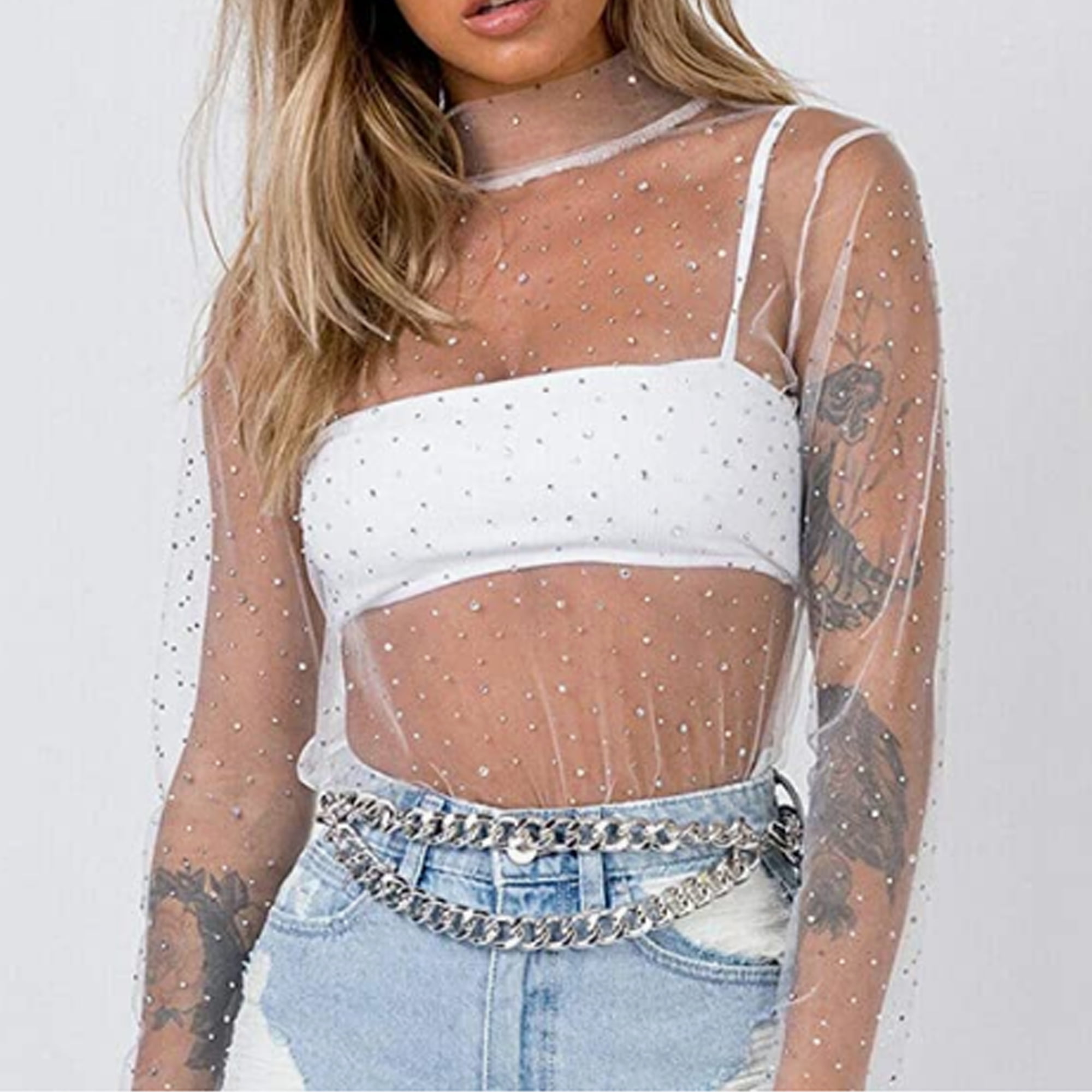 sheer sparkly top