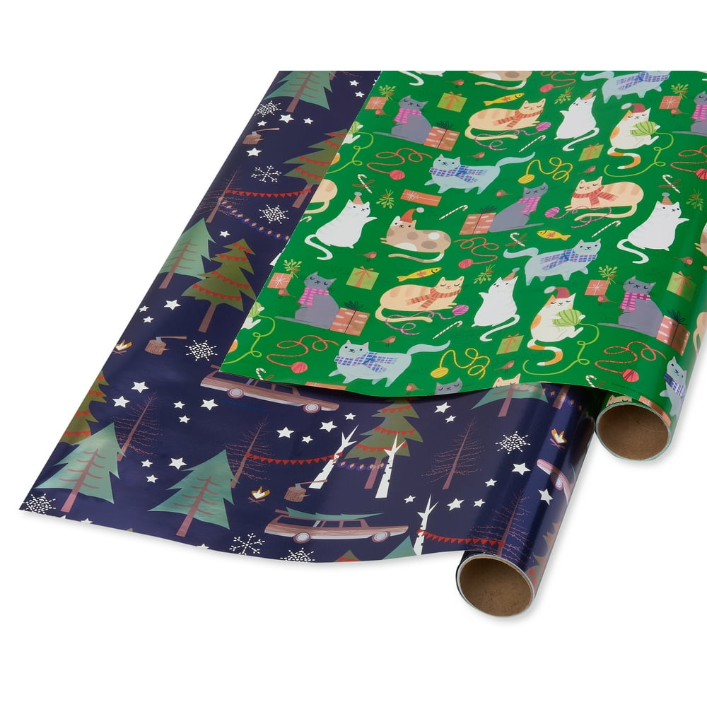 Papyrus Wrapping Paper
 Papyrus Christmas Wrapping Paper Playful Cats and Cars and Trees Print