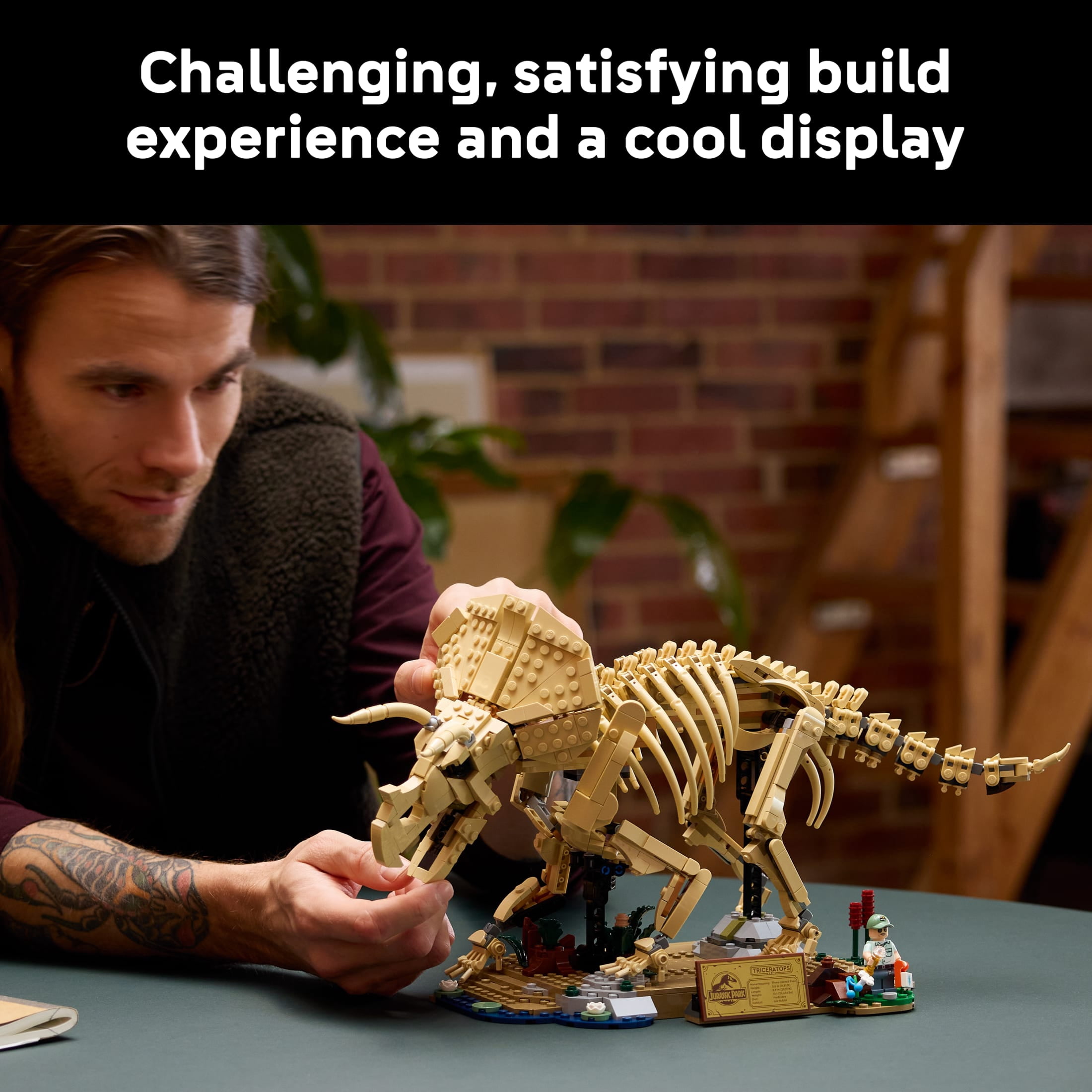 LEGO Jurassic World Dinosaur Fossils: Triceratops - Building Set for Adults, Ages 18+ - Posable Display for Home Office, Bedroom or Desk Décor - Gift for Men & Women - 77985