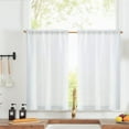 thumbnail image 1 of Linen Textured Tier Curtains 36 Inch for Kitchen Windows Farmhouse Cafe Curtains Small Drapes Rustic Light Filtering Half Window for Living Room Laundry Rod Pocket 2 Panels White, 1 of 7
