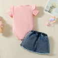 thumbnail image 4 of Otqutp Comfy Clothing for Toddler Children's Rompers Summer Girls Baby Print Short Sleeved Romper Denim Skirt Children's Suit, 4 of 6