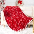 thumbnail image 2 of Red Sherpa Christmas Throw Blanket, Fuzzy Fluffy Soft Cozy Blanket, Fleece Flannel Plush Microfiber Blanket for Couch Bed Sofa (50" X 60",Red Snowflake), 2 of 8