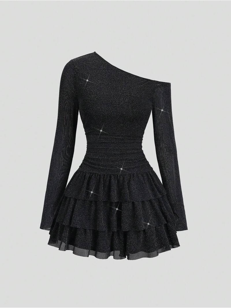 one shoulder asymmetric frill mini dress Yaelis, Oh Polly, one shoulder asymmetric frill mini