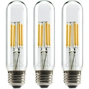 Leadleds T10 Led Long Tubular Bulb, 4W 40 Watt Equivalent, 2700K Warm White Vintage LED Filament Light Bulbs, 3-Pack