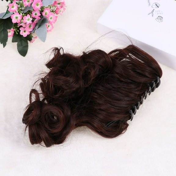 Raindrops Synthetic Wavy Ponytail Hair Extension Clip in Claw Brown High Temperature Fiber 10 inch