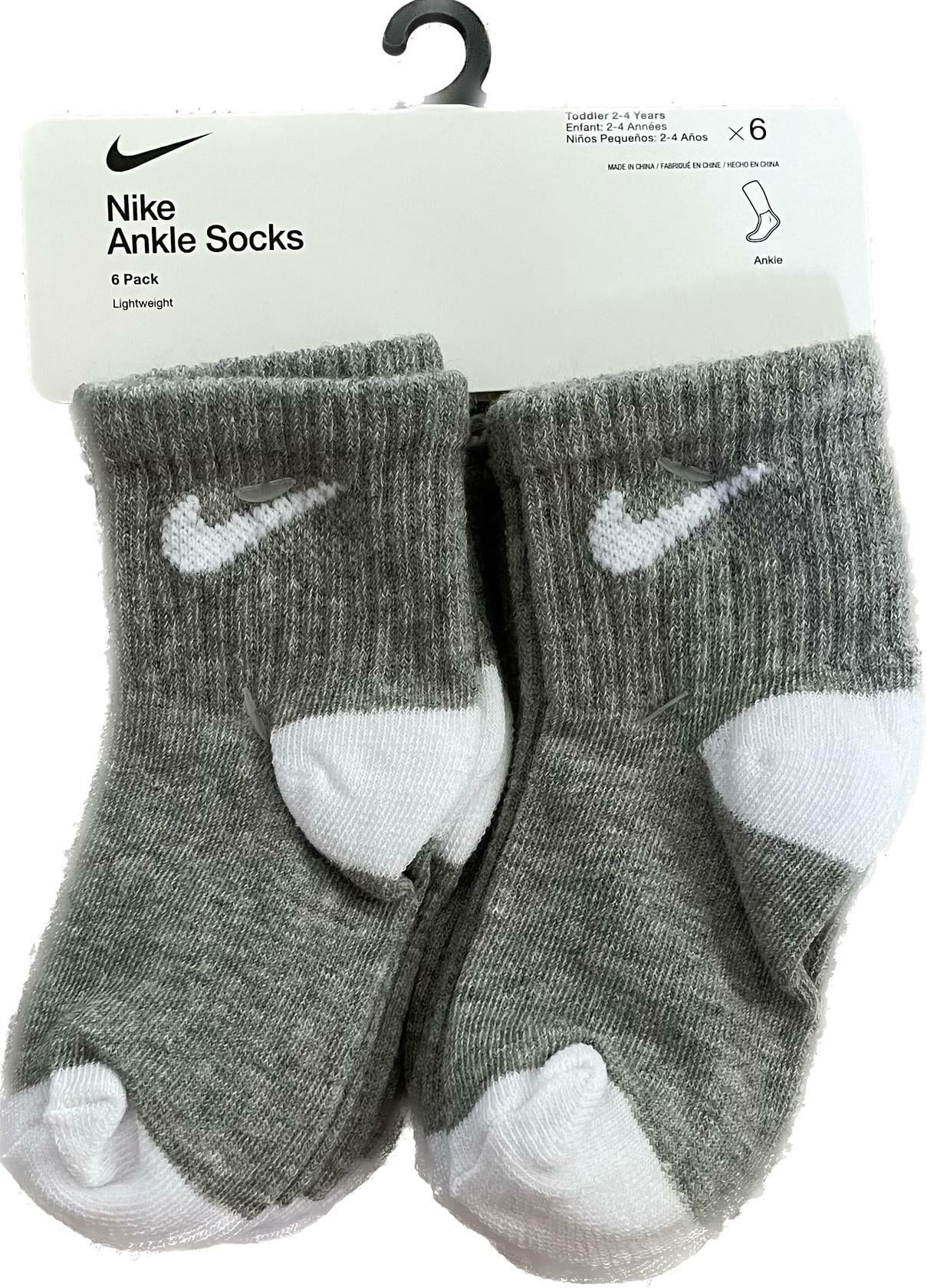 Nike Toddler 6 Pairs Lightweight Ankle Socks Size 2-4 Years