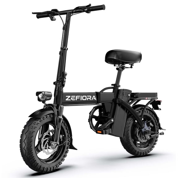 ZEFIORA 1000W Foldable Electric Bike for Adults, 48V 7.8Ah Removable Battery, 30Mi Range Pas, 14" Commuter E-Bike with Dual Disc Brakes, UL2849