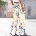 thumbnail image 7 of TRUBKH boho pants for women High Waist Wide Leg Pants Floral Solid Long Palazzo Pants Womens Casual High Waist Pant 2025 Beach Vacation Outfits track pants women plus size womens clothing Yellow S, 7 of 7