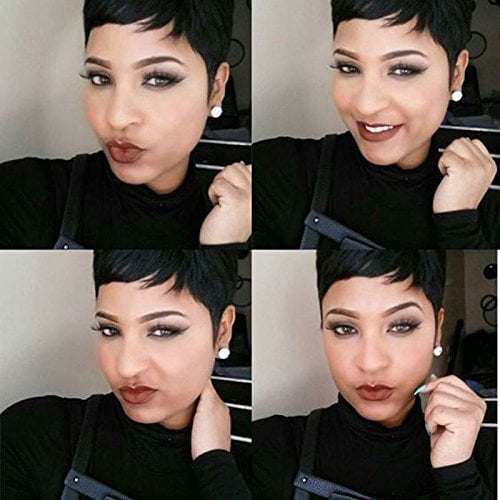 hotkis short cut human hair wigs for women glueless short pixie cut wigs  can be dyed and permed boy cutnatural color