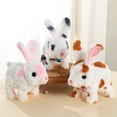 thumbnail image 6 of TNOBHG Realistic Rabbit Plushie Electric Plush Rabbit Toy with Sound Fuzzy Movable Ears Mouth Tail Walking Nodding Spotted Bunny Plushie Kids Boys Girls, 6 of 8