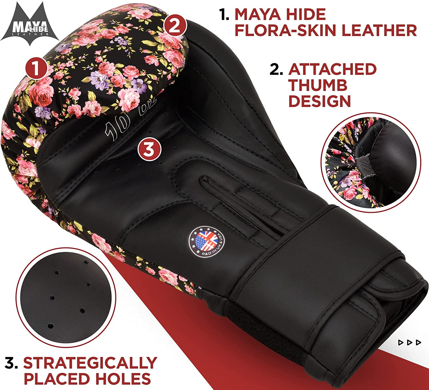 RDX Women Boxing Gloves for Training Muay Thai Maya Hide Leather Ladies Mitts, Kickboxing, Sparring Glove for Punch Bag, Focus Pads and Double End Ball Punching
