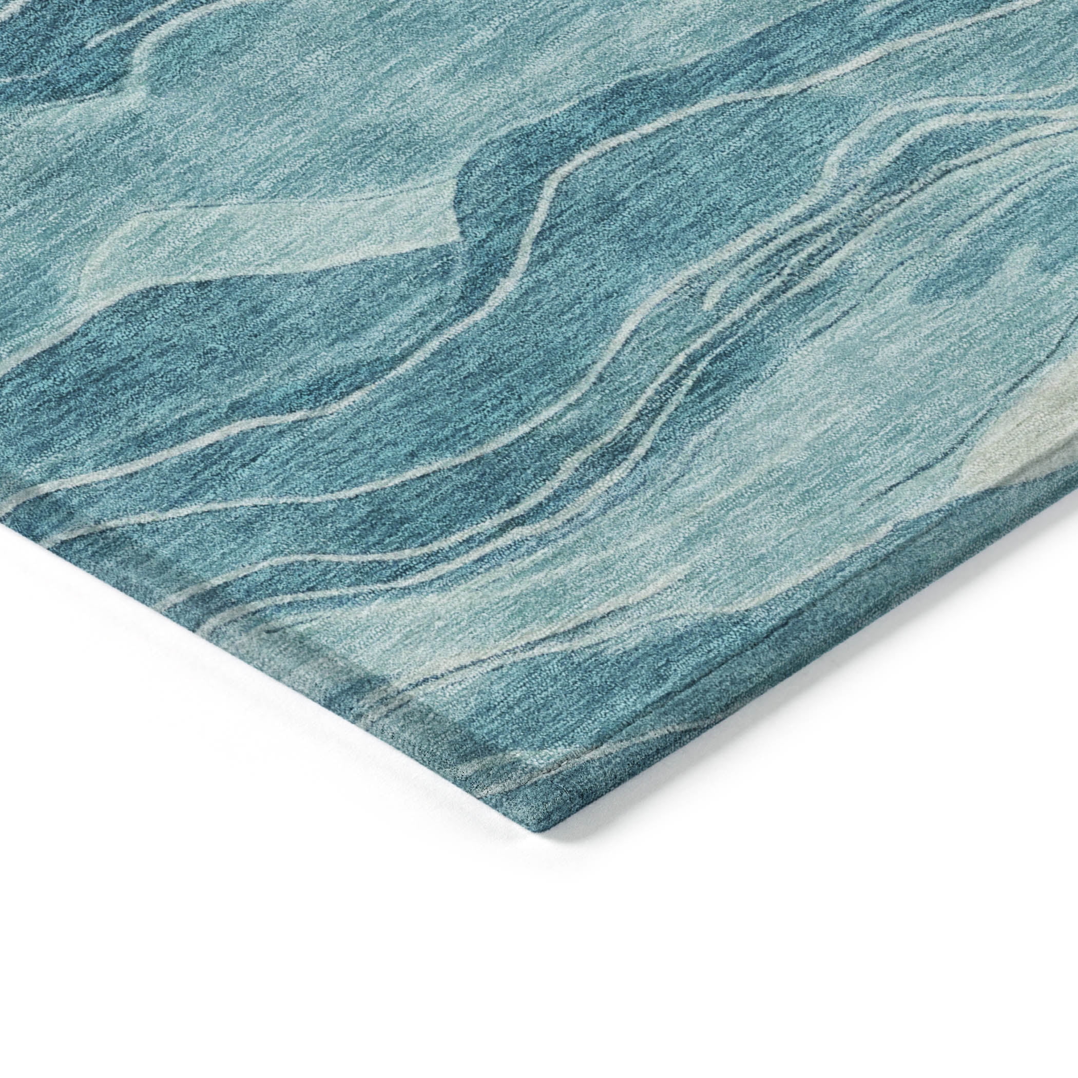 Addison Rugs Chantille Indoor/Outdoor Transitional Geometric, Abstract Turquoise Washable Rectangle Rug, 10' x 14'