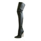thumbnail image 2 of Botas altas hasta el muslo de cuero PU para actividades al aire libre, botas altas cómodas más cálidas, botas hasta la para mujer a la moda de negro, 2 of 8