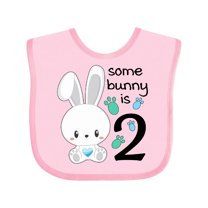 Inktastic Somebunny is Two-Second birthday bunny Boys or Girls Baby Bib