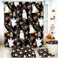 thumbnail image 2 of FRAMICS Halloween Cute Ghost Shower Curtain Sets with Rugs, 16-Piece Spooky Floral Pumpkin Bathroom Sets with Hooks, Waterproof Fabric Bathroom Decor 72" x 72", 2 of 10