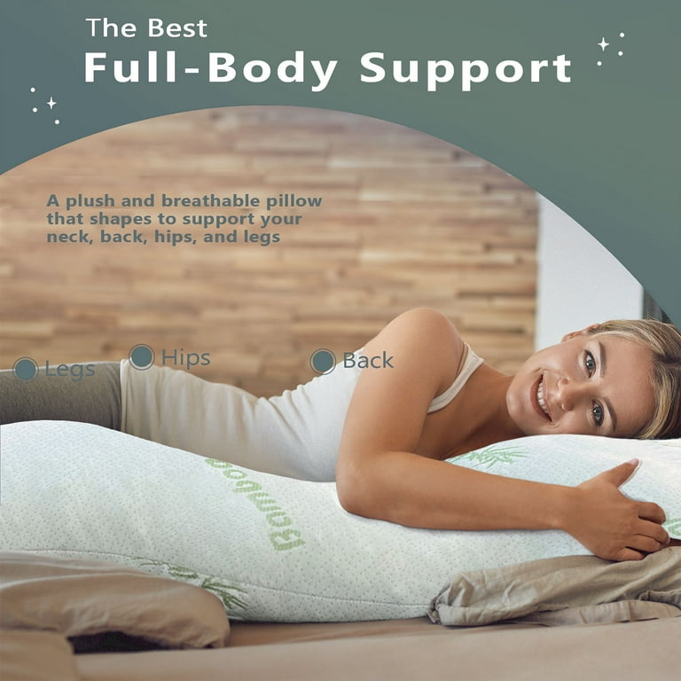 Bolster Pillow Bamboo Memory Foam Body Pillow CloudBamboo Bolster