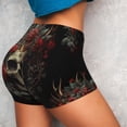 thumbnail image 2 of Sikiie Classical Rose Crown Skull Print Workout Shorts Women Scrunch Butt Gym Shorts Seamless High Waist Tummy Control Yoga Biker Athletic Shorts, 2 of 5