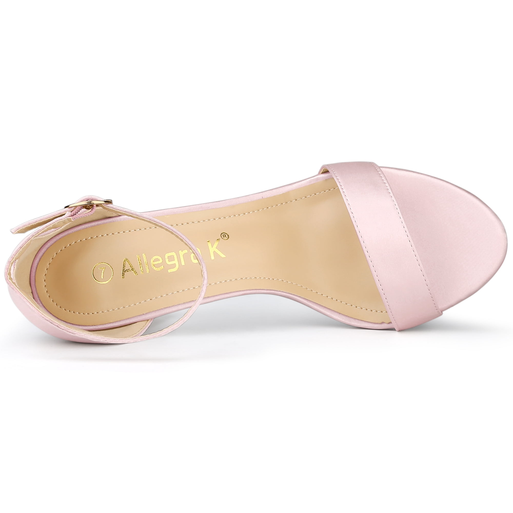DARING DIVA Women's Satin Ankle Strap Chunky Heels Pink 8
