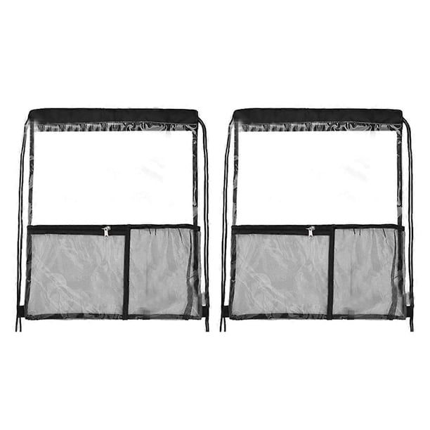2 PACK Clear Drawstring Bag Stadium Approved, See Through Transparent PVC Drawstring Backpack, Clear Bag for Concert