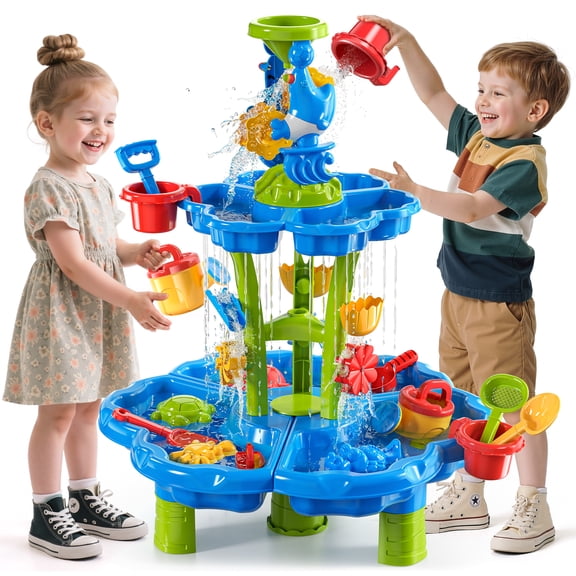 Kids Sand Water Snow Table for Toddlers, 3-Tier Water Play Snow Table Toy for Toddlers Kids, Activity Sensory Tables Outside Beach Snow Toys for Toddler Boys Girls Age 3-5Gift