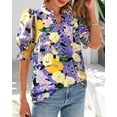 thumbnail image 7 of BTFBM Summer Blouses for Women Dressy Casual Fashion Spring Tops Floral Boho V Neck Puff Short Sleeve Top Shirts, 7 of 7