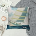Autua Nautical Pillow Cover Let Your Dreams Sail Words with Boat in