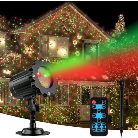 Christmas Projector Lights Outdoor, Star Show Laser Lights Outdoor Projector Lights Spotlight with Moving Red & Green Christmas Decorative Patterns for Holiday Party Garden Landscape Decorations