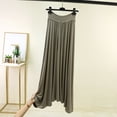 thumbnail image 2 of Womens Solid Color Basic Stretch Slinky Fold Over Waist Drawstring Long Midi Skirt Summer Army Green, 2 of 7