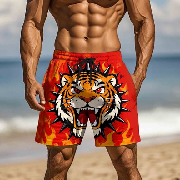 Vetsdori Big and Tall Swimming Trunks for Men Elastic Waist Summer Swimwear Hawaiian Pockets,Drawstring Board Shorts Mens Swim Shorts Ropa,L