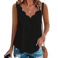 thumbnail image 4 of Camiseta Irregular de Color Sólido Casual de las Mujeres sin Mangas, Elegante Tanque Asimétrico para el Uso Diario de la Primavera, 4 of 7