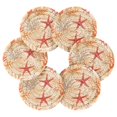 thumbnail image 7 of Yayeee 6 PCS Drink Coasters with Holder Set Woven Absorbent Round Tabletop Hot Pad, Orange Starfish, 7 of 7