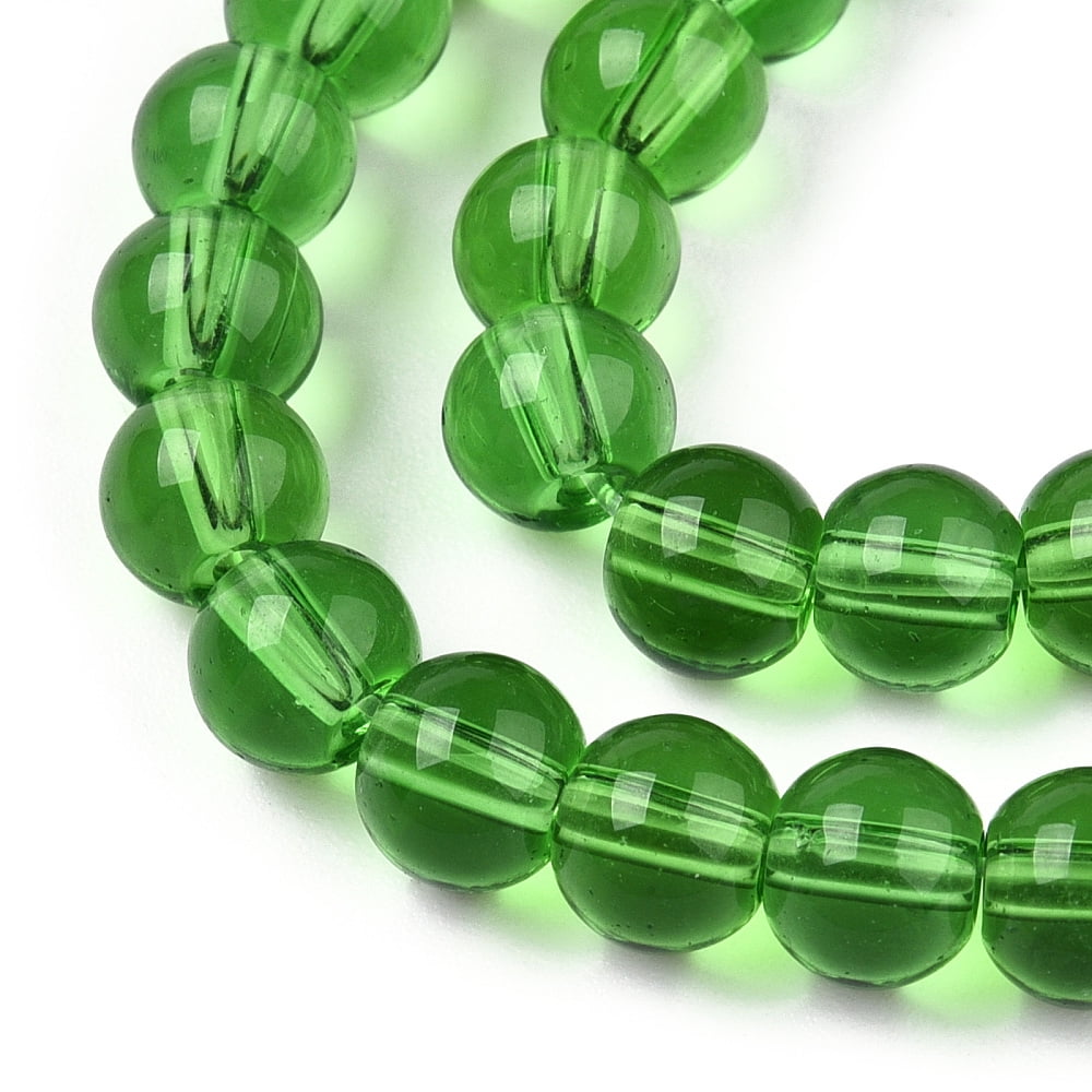 Transparent Glass Beads Strands Round Green 9.5-10mm Hole: 1.5mm 40-42pcs/strand 14.76-15.12 inch(37.5-38.4cm)