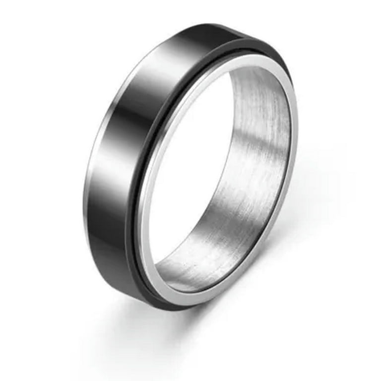 Ferrum | 8 Mm Brushed & Polished Black Stainless Steel Double Grooved Ring | In Stock! | Lucleon - Foto 8