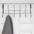 thumbnail image 3 of home basics shelby 6 hook over the door rack for bathroom, bedroom or closet hanging coat, robes, hats, bags & towel, sturdy heavy-duty clothes organizer storage, chrome, 3 of 3
