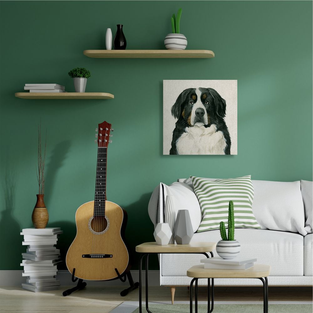 Stupell Industries Bernese Mountain Dog Portrait Family Farm Pet Canvas Wall Art Design by Grace Popp