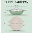 thumbnail image 2 of Koch Systeme CS 12 inch Stainless Steel Deep Frying Pan with Lid, 6-Quart Deep Saute Pan with Nonstick Caremic Coating, Induction Compatible, Green, 2 of 10