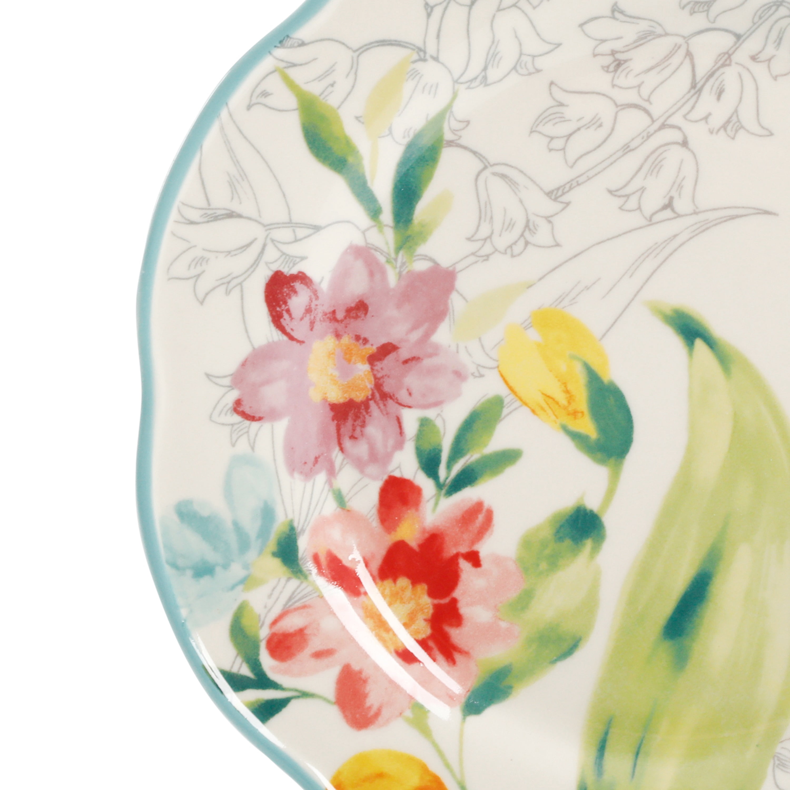 The Pioneer Woman Blooming Bouquet Blue Ceramic 10.75-inch Dinner Plate