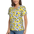 thumbnail image 2 of Xecao Tropical Lemon for Women's V-Neck T-Shirts-Elegant Half-Sleeve Tops Perfect for Summer-Medium, 2 of 5